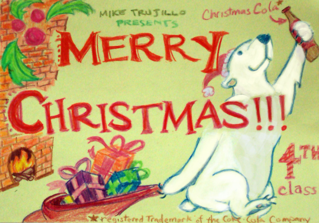 Merry Christmas Cola Bear Card copyright Michael J Trujillo