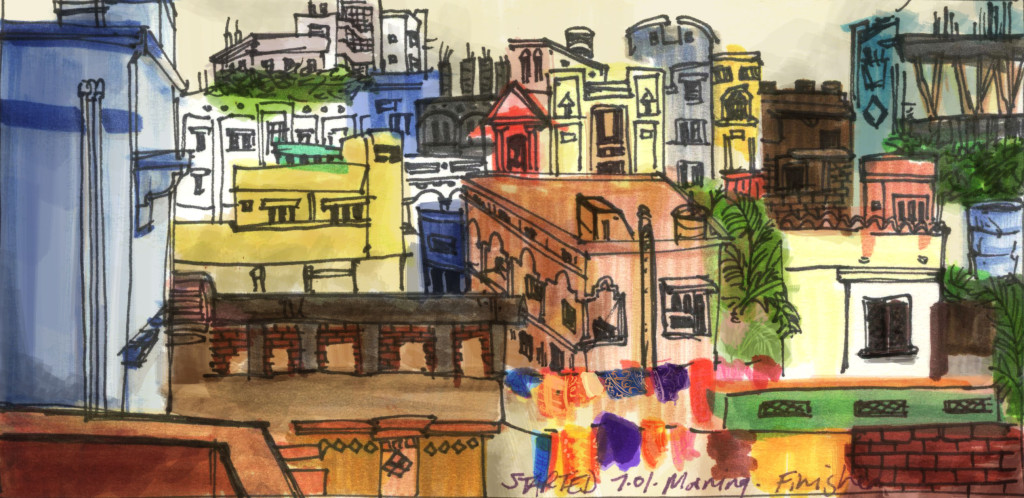 Sketchbook 12 024 City View of India copyright Michael J Trujillo