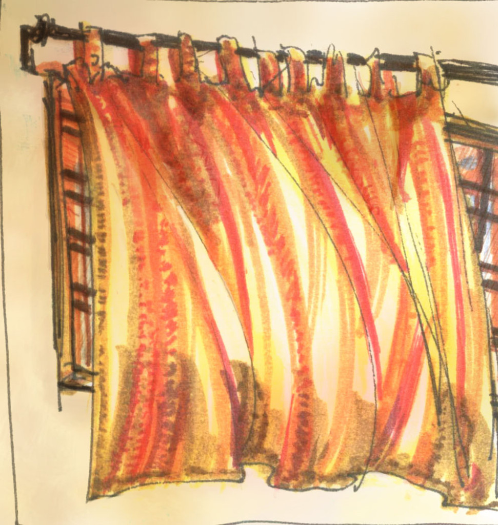 Sketchbook 12 026 Bedroom Curtain Call copyright Michael J Trujillo