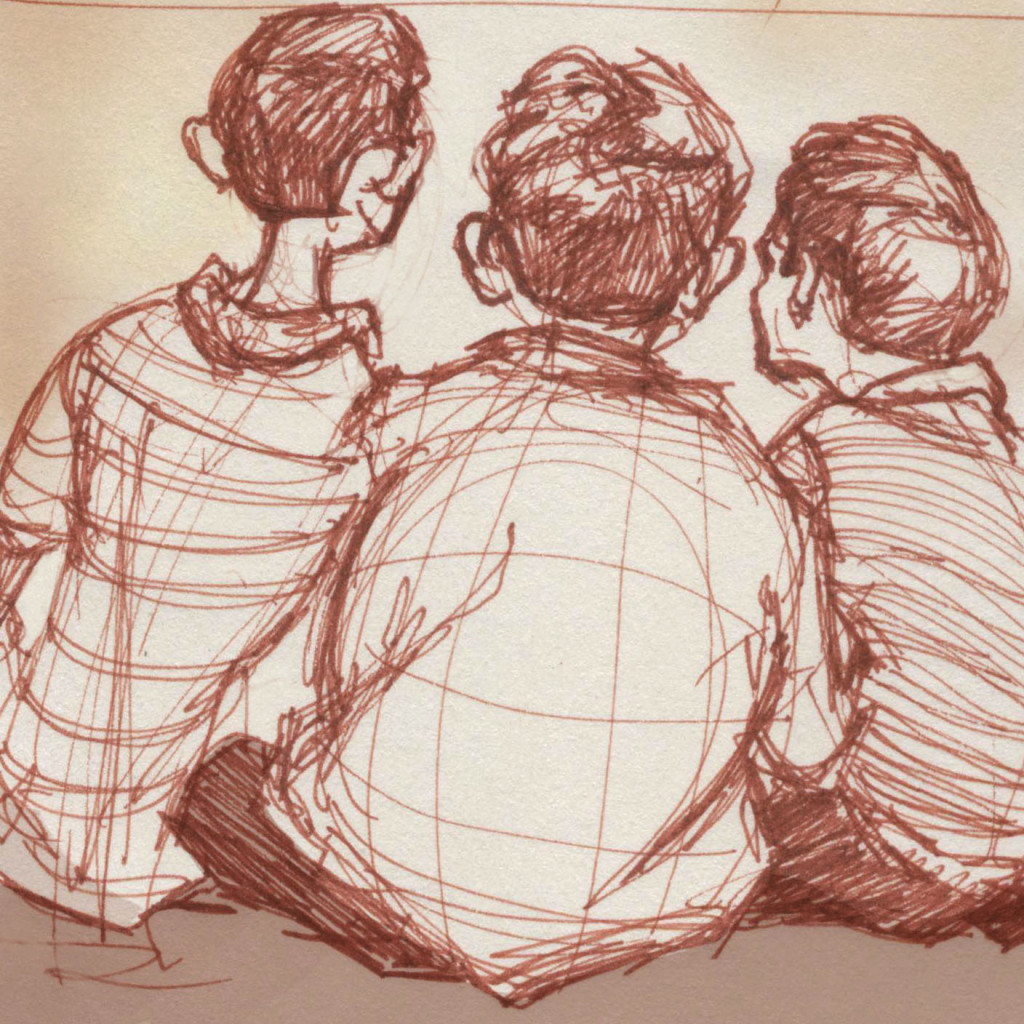 Sketchbook 12 027 3 Boys in a Music Room copyright Michael J Trujillo